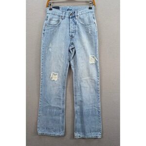 Sacred Blue Jeans Women Size 29 Distressed Light Wash Blue Cotton Straight Leg